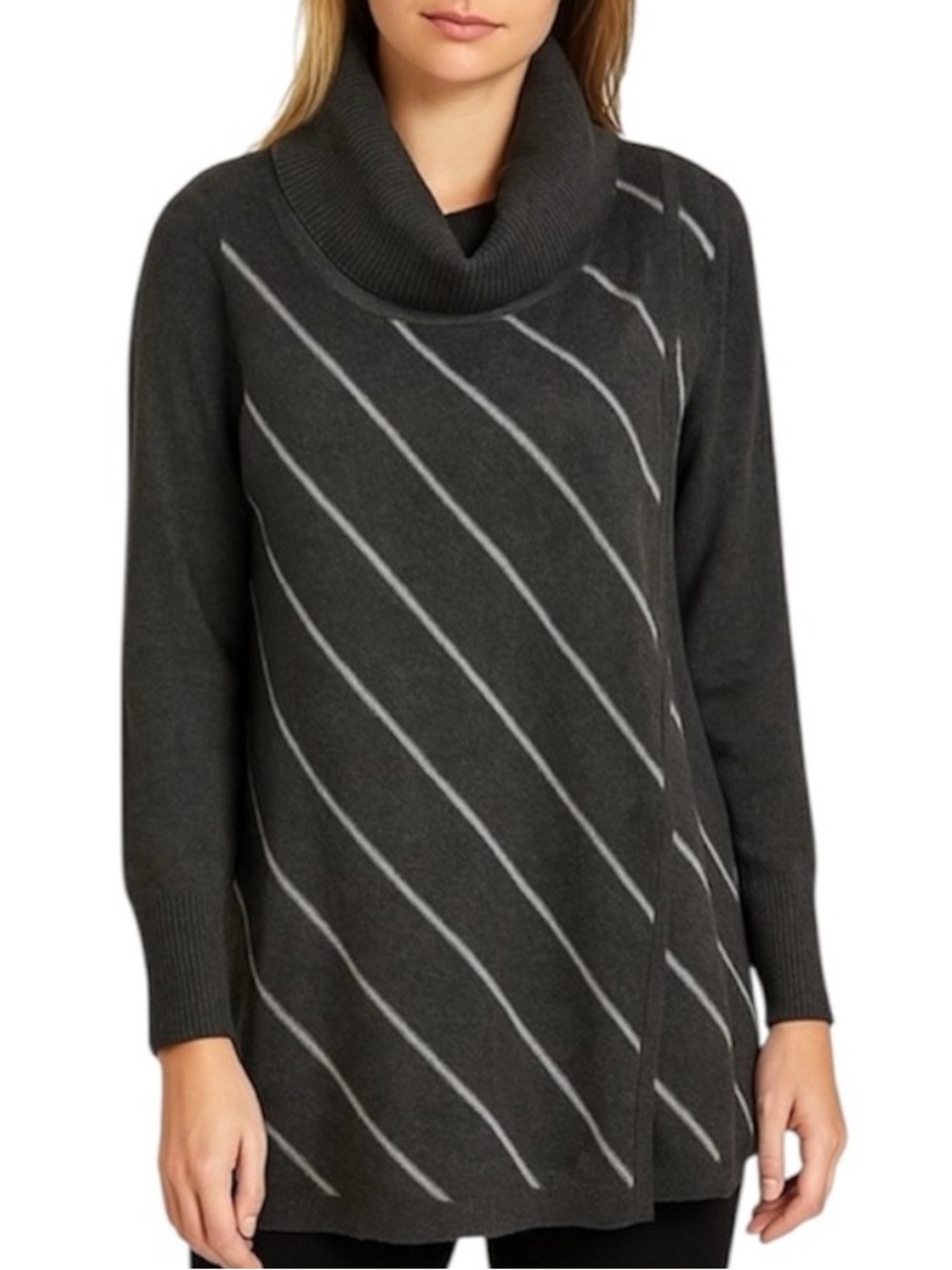 White House Black Market cowl neck tunic sweater gray XS